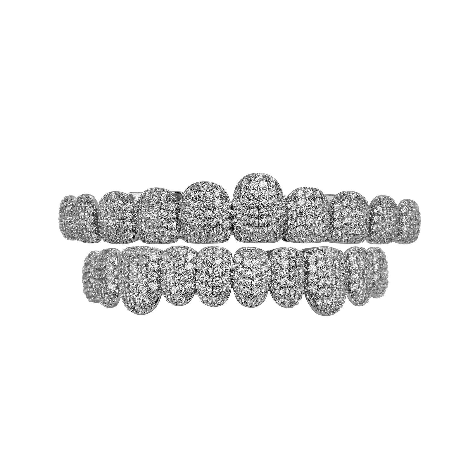 TOPGRILLZ 5A CZ Stones Teeth Grillz 14K Gold Plated Tooth Caps