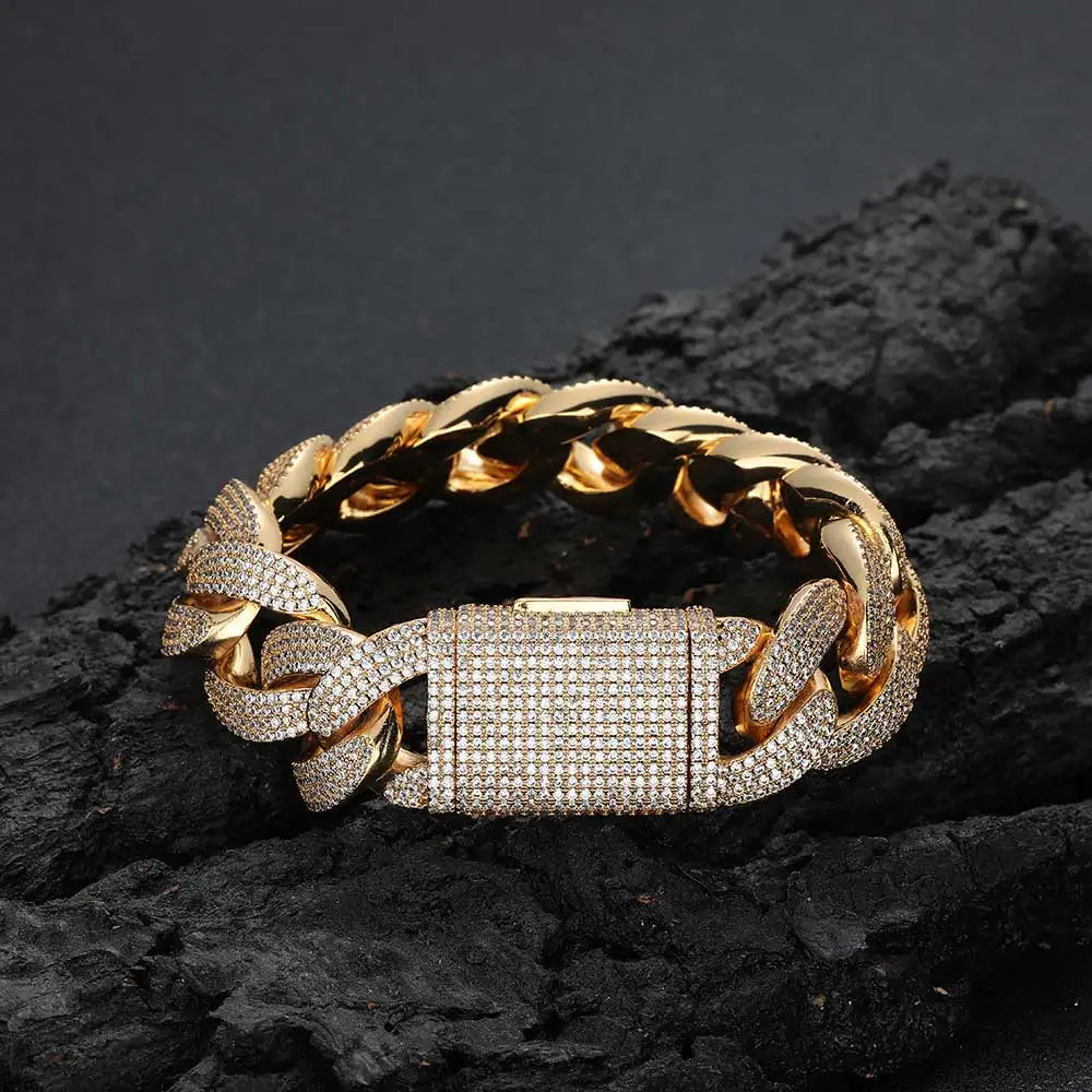 Cuban Link Bracelet For Men/Women Silver/Gold Plated Bracelets Iced Out