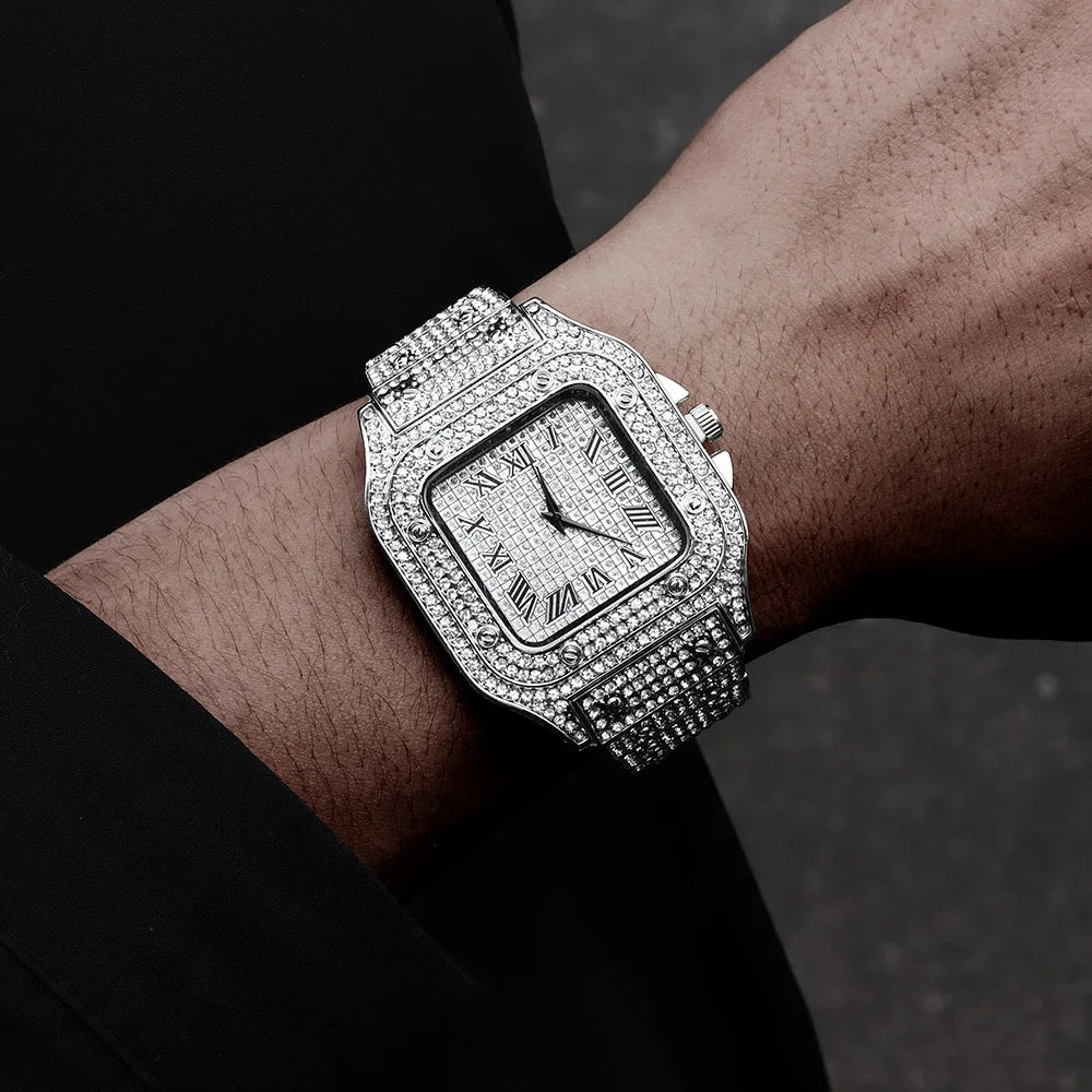 Iced out watch cartier format