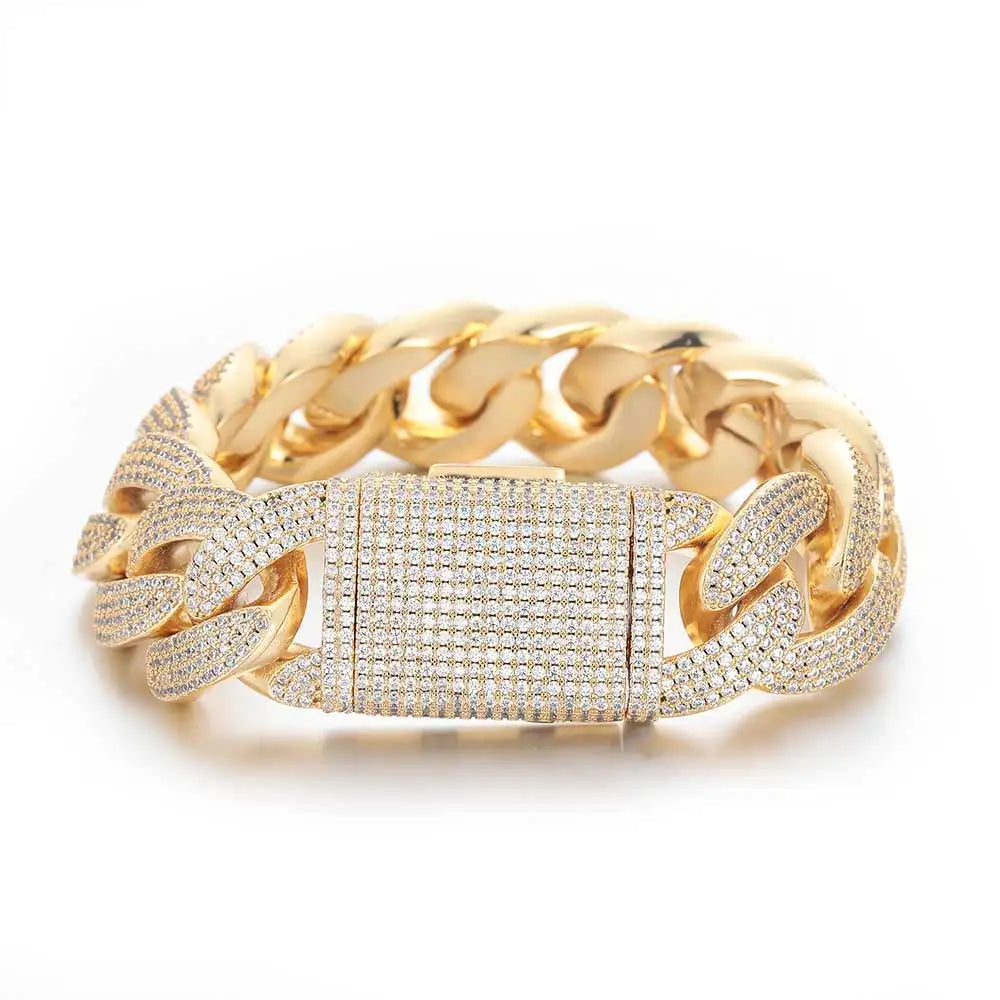 Cuban Link Bracelet For Men/Women Silver/Gold Plated Bracelets Iced Out