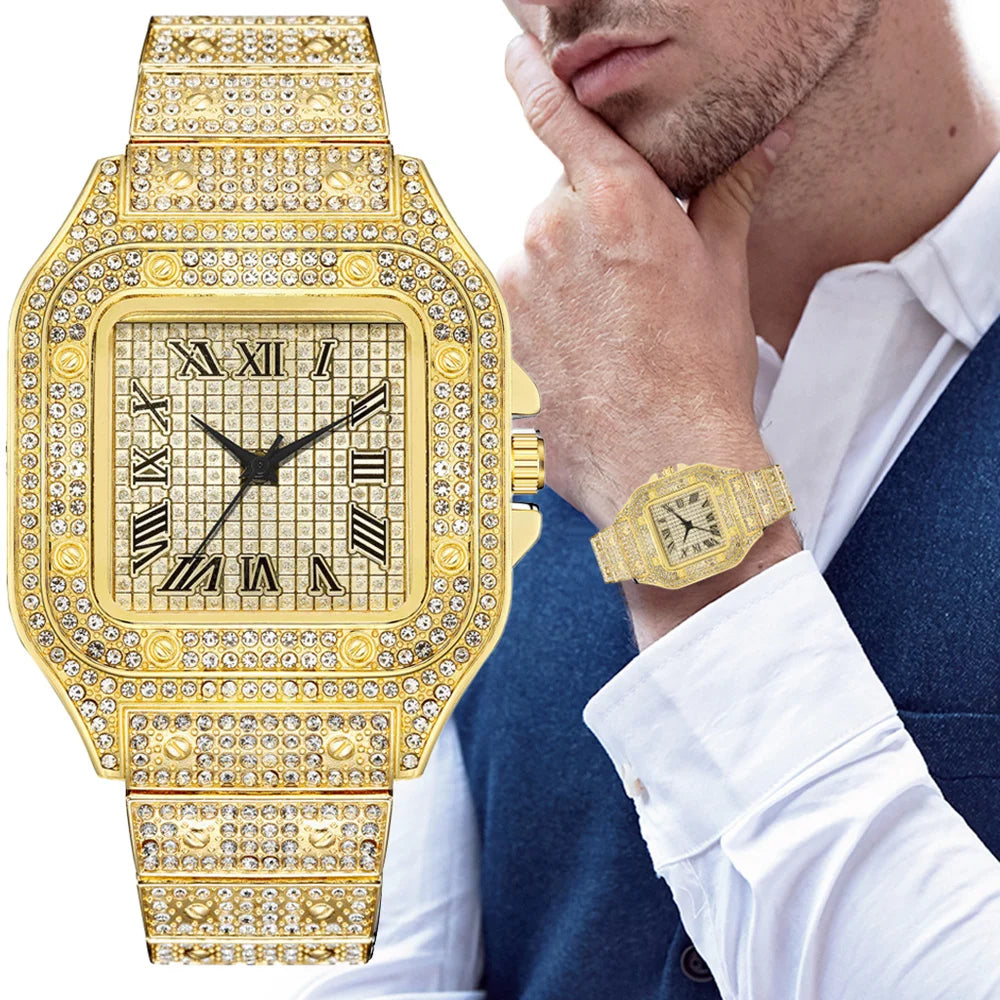 Iced out watch cartier format