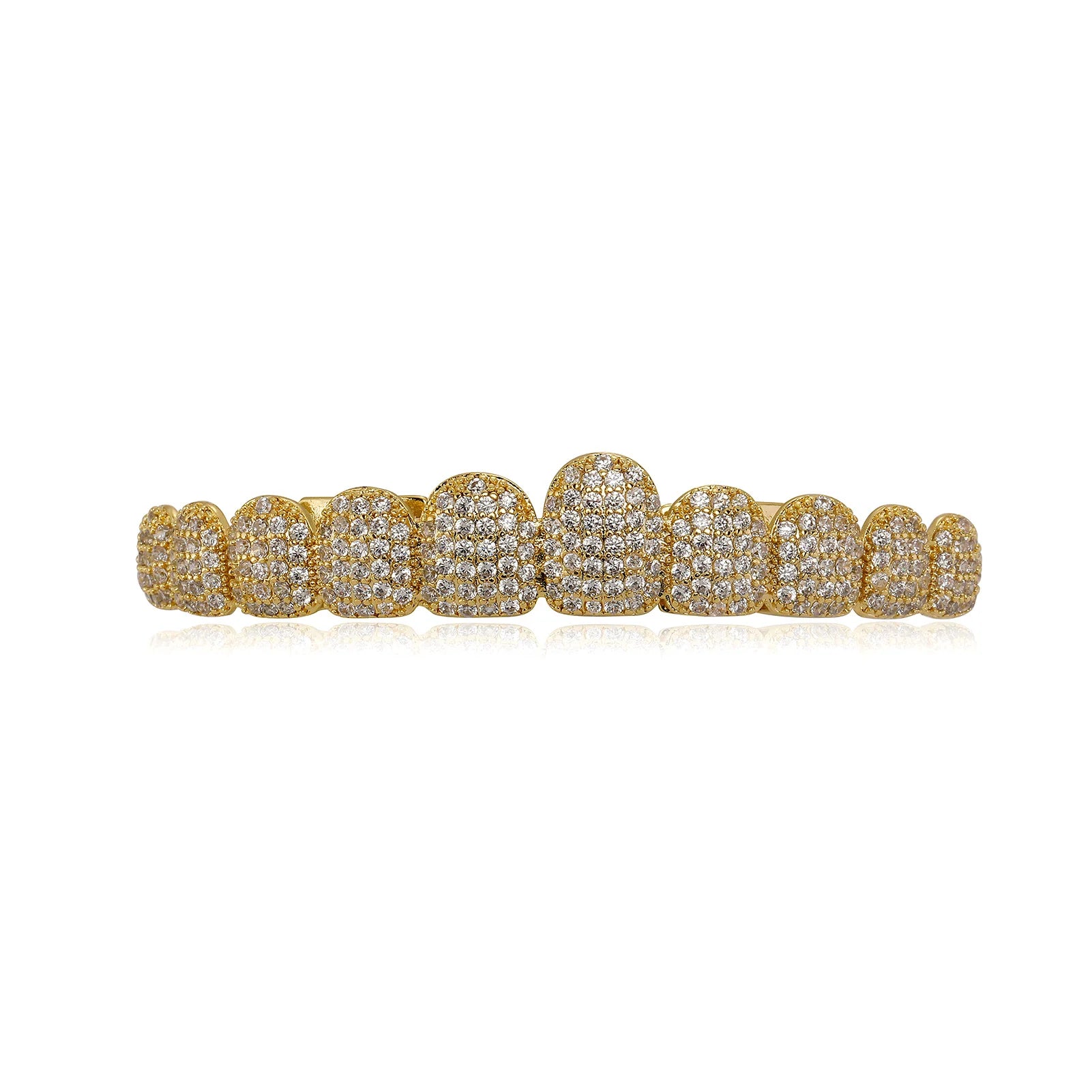 TOPGRILLZ 5A CZ Stones Teeth Grillz 14K Gold Plated Tooth Caps
