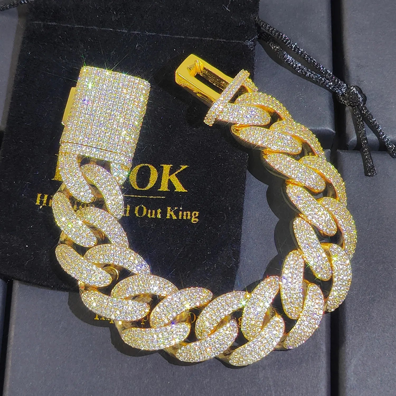 Cuban Link Bracelet For Men/Women Silver/Gold Plated Bracelets Iced Out