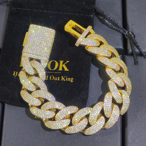 Cuban Link Bracelet For Men/Women Silver/Gold Plated Bracelets Iced Out